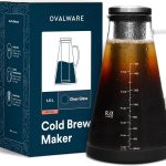 اوفالوير ماكينة تحضير القهوة المثلجة الباردة محكمة الغلق (وصانعة الشاي المثلج) مع فوهة - 1.5 لتر/ 50 اونصة ار جيه 3 ابريق زجاجي للتخمير مع فلتر ستانلس ستيل قابل للازالة