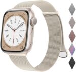 متوافق مع سوار ساعة ابل 45 ملم 42 ملم 44 ملم 49 ملم للنساء والرجال، سوار معصم مغناطيسي بحلقة شبكية من الستانلس ستيل