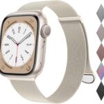 متوافق مع سوار ساعة ابل 45 ملم 42 ملم 44 ملم 49 ملم للنساء والرجال، سوار معصم مغناطيسي بحلقة شبكية من الستانلس ستيل