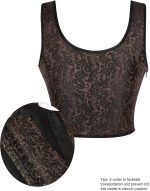 ⁦بلوزة كورسيه بتصميم زهور للنساء من عصر النهضة للخروج، لون بني فينتاج بوش اب فوق الصدر، مشد للجسم برباط⁩ - الصورة ⁦9⁩