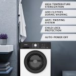 ⁦غسالة تحميل امامي EGWMFL750 من ايجنرال، موديل جديد 2025، 16 برنامج، 1200 دورة في الدقيقة، مع محرك عاكس BLDC، ضمان 10 سنوات، طاقة 5 نجوم (ضمان العلامة التجارية لمدة عام)⁩ - الصورة ⁦6⁩