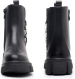 ⁦حذاء بيتي عصري بسحاب جانبي للبنات الصغيرات والكبيرات (للاطفال الصغار/الاطفال الكبار)، اسود، مقاس 4 للاطفال الكبار⁩ - الصورة ⁦2⁩