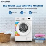 ⁦كروم غسالة تحميل امامي | سعة 6 كجم | دوران 1000 دورة في الدقيقة | محرك عاكس بي ال دي سي | 16 برنامج غسيل | شاشة LED | موفرة للطاقة | اسطوانة من الستانلس ستيل | ابيض - KR-WFL60WSI⁩ - الصورة ⁦2⁩