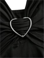 ⁦بلوزة بدون اكمام للنساء من جورجليتر برقبة على شكل حرف V من الدانتيل غير المتماثل مكشكشة واسعة بيبلوم Y2k⁩ - الصورة ⁦3⁩