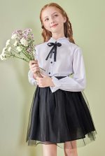 ⁦سولوكوت بلوزة قطن باكمام طويلة وازرار امامية للزي المدرسي للفتيات لفصل الربيع والصيف⁩ - الصورة ⁦4⁩