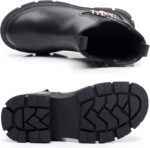 ⁦حذاء بيتي عصري بسحاب جانبي للبنات الصغيرات والكبيرات (للاطفال الصغار/الاطفال الكبار)، اسود، مقاس 4 للاطفال الكبار⁩ - الصورة ⁦3⁩