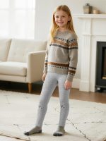 ⁦ريسينتا سروال ضيق شتوي مبطن بالصوف والقطن للفتيات من 3 قطع⁩ - الصورة ⁦5⁩