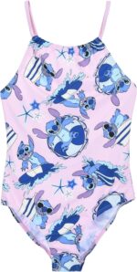 Disney Stitch Girls Swimwear One Piece Swimsuit for Children and Teenagers, Sizes 10 to 16 Years