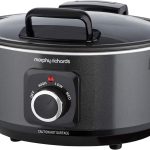 مورفي ريتشارد قدر طهي بطيء سعة 6.5 لتر مع غطاء مفصلي قابل للفصل، وعاء الومنيوم مقاوم للكسر، 3 اعدادات للحرارة، مقاوم للموقد، سهل التنظيف، 163 واط، اسود، 461020