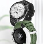 ⁦سوار ساعة بديل من نيسلين متوافق مع ساعة هواوي GT5/GT5 برو 46 ملم 2024/GT4/GT3/GT3 برو/GT2/GT2e/GT رانر/هواوي ووتش 4/4 برو ستاب/22 ملم، سوار بديل من مادة السيليكون والنايلون (اخضر)⁩ - الصورة ⁦6⁩