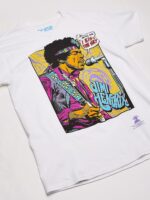 ⁦تي شيرت للبالغين من الجنسين مطبوع عليه Jimi Hendrix Pop Art 'Scuse Me While I Kiss the Sky⁩ - الصورة ⁦2⁩