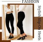 ⁦حذاء مفتوح من الخلف بكعب عريض مع سلسلة ذهبية للنساء من 9 ثريدز - حذاء انيق سهل الارتداء للارتداء في المكتب والحفلات⁩ - الصورة ⁦4⁩