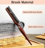 ⁦مجموعة فرش مستديرة من فيكسيميند - 2 فرشاة شعر صغيرة بشعيرات خنزير لتجفيف الشعر والتجعيد والتصفيف وفك التشابك، مع مقبض خشبي للسفر او استخدام صالونات التجميل⁩ - الصورة ⁦4⁩