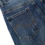 ⁦بنطلون جينز بقصة ضيقة وارجل واسعة للبنات، بنطلون جينز عصري ممزق⁩ - الصورة ⁦3⁩