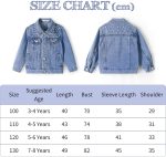 ⁦جاكيت جينز للبنات من ميبات مزين بالترتر بازرار وجيب واكمام طويلة معطف جينز للاطفال⁩ - الصورة ⁦6⁩