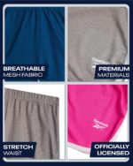 ⁦ريبوك شورت رياضي للبنات - 3 قطع من شورت رياضي خفيف الوزن بتصميم دولفين شبكي للجري وكرة القدم وصالة الالعاب الرياضية (7-12)⁩ - الصورة ⁦3⁩