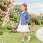 ⁦جاكيت جينز للبنات من ميبات مزين بالترتر بازرار وجيب واكمام طويلة معطف جينز للاطفال⁩ - الصورة ⁦7⁩