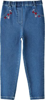 بنطلون جينز ضيق مطرز للبنات من جيلين