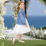 ⁦جاكيت جينز للبنات من ميبات مزين بالترتر بازرار وجيب واكمام طويلة معطف جينز للاطفال⁩ - الصورة ⁦4⁩