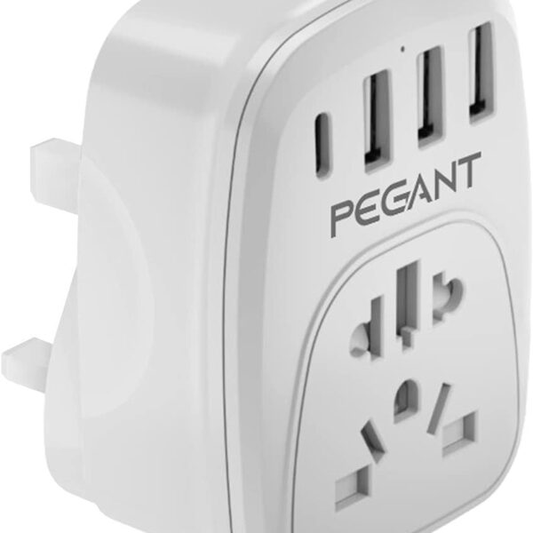 بيجانت محول طاقة شاحن حائط بقابس USB 5 في 1 موسع منفذ عالمي 1 وصلة مقبس 3 منافذ USB-A و1 منفذ نوع C لاجهزة ايفون والهواتف الذكية والتابلت وغيرها
