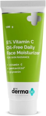 ذي ديرما كو مرطب وجه يومي خالٍ من الزيوت بفيتامين سي بنسبة 5% مع بنتافيتين وجلسرين لإشراقة البشرة وترطيبها وتوهجها | للبشرة الدهنية والمختلطة والباهتة والمجففة | للرجال والنساء - 100 غرام