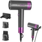 مجفف شعر ايوني عالي السرعة بقدرة 2000 واط مع 3 سرعات رياح و4 مستويات حرارة، مكثف ناعم، فوهة تصفيف للشعر المجعد بدون تجعد، سريع الجفاف