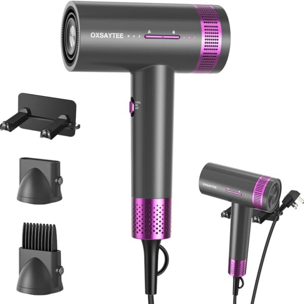 مجفف شعر ايوني عالي السرعة بقدرة 2000 واط مع 3 سرعات رياح و4 مستويات حرارة، مكثف ناعم، فوهة تصفيف للشعر المجعد بدون تجعد، سريع الجفاف