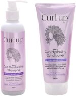 كيرل اب مجموعة غسول الشعر مع شامبو وبلسم للشعر المجعد الجاف والمموج والمجعد - خالي من كبريتات البارابين والسيليكون (مجموعة من قطعتين) - 400 مل