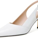 موسترين حذاء بكعب صغير للنساء بحزام خلفي ومقدمة مغلقة ومقدمة مدببة لحفلات الزفاف والحفلات والتنقل