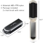 ⁦فرشاة صغيرة قابلة للطي مع مرآة، فرشاة سفر محمولة، مشط وسادة هوائية، فرشاة تصفيف الجيب، فرشاة تدليك للنساء والرجال - فك تشابك الشعر وتنعيمه وتصفيفه، عبوة من قطعتين⁩ - الصورة ⁦6⁩