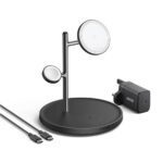 انكر قاعدة شحن لاسلكية 3 في 1، متوافقة مع شاحن ماج سيف، حامل لاسلكي 15 واط معتمد من كيو اي 2، لايفون 17/16، ايربودز برو، ابل ووتش الترا (شاحن USB C وكابل متضمن)