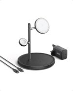 انكر قاعدة شحن لاسلكية 3 في 1، متوافقة مع شاحن ماج سيف، حامل لاسلكي 15 واط معتمد من كيو اي 2، لايفون 17/16، ايربودز برو، ابل ووتش الترا (شاحن USB C وكابل متضمن)