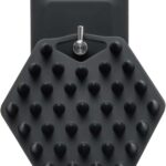 اداة تدليك وخطاف لفروة الرأس، اداة تنظيف وحامل ادوات الزينة من السيليكون، ملحقات الدش والحمام، تتميز بتقنية قبضة السيليكون، قابلة للازالة واعادة الاستخدام (اسود)