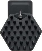 اداة تدليك وخطاف لفروة الرأس، اداة تنظيف وحامل ادوات الزينة من السيليكون، ملحقات الدش والحمام، تتميز بتقنية قبضة السيليكون، قابلة للازالة واعادة الاستخدام (اسود)