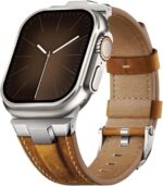 أساور جلدية لساعة ابل الترا مقاس 49 ملم 46 ملم 45 ملم 44 ملم 42 ملم، سوار بديل من الجلد المتين والمتين مع موصل معدني أصلي للنساء والرجال لساعة اي ووتش الترا 10 9 8 7 6 5 4 3 SE