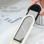 ⁦فرشاة صغيرة قابلة للطي مع مرآة، فرشاة سفر محمولة، مشط وسادة هوائية، فرشاة تصفيف الجيب، فرشاة تدليك للنساء والرجال - فك تشابك الشعر وتنعيمه وتصفيفه، عبوة من قطعتين⁩ - الصورة ⁦3⁩