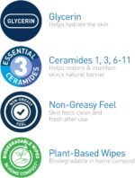 ⁦مناديل مبللة مرطبة لازالة المكياج عن الوجه من سيرافي | مناديل وجه على أساس نباتي قابلة للتحلل في السماد المنزلي | مناديل تنظيف الوجه | مناسبة للبشرة الحساسة | خالية من العطور ولا تسبب انسداد المسام |⁩ - الصورة ⁦4⁩