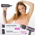 ⁦مجفف شعر ايوني عالي السرعة بقدرة 2000 واط مع 3 سرعات رياح و4 مستويات حرارة، مكثف ناعم، فوهة تصفيف للشعر المجعد بدون تجعد، سريع الجفاف⁩ - الصورة ⁦3⁩