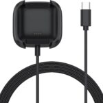 شاحن أوميدا لـ ساعة فيتبيت فيرسا 2 الذكية، كبلات شحن بديلة USB/USB C مع قاعدة شحن (3.15 قدم) كابل شحن متين لجهاز تتبع اللياقة والصحة فيتبيت فيرسا 2 (USB C)