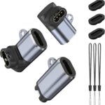 3 قطع محولات USB C متوافقة مع ساعة جارمين، محول كابل شحن لجارمين فيفو اكتيف 6 5 4 3S 4S، فينو Sq/Sq 2/ فينو 2/2s/3/3s/2 بلس، فوررنر 245 55 935 255 (رمادي فضي)