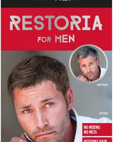 ريستوريا كريم تقليل الشعر الرمادي للرجال - كريم للشعر لاستعادة لون الشعر الطبيعي تدريجيا، تغطية تصل إلى 100% للشعر الرمادي - نباتي، 100 مل