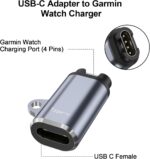 ⁦3 قطع محولات USB C متوافقة مع ساعة جارمين، محول كابل شحن لجارمين فيفو اكتيف 6 5 4 3S 4S، فينو Sq/Sq 2/ فينو 2/2s/3/3s/2 بلس، فوررنر 245 55 935 255 (رمادي فضي)⁩ - الصورة ⁦3⁩