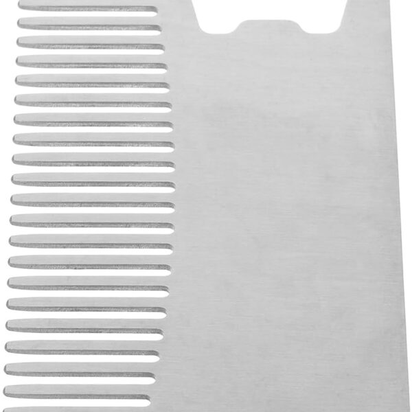 فيلكيس مشط شعر ولحية للرجال من الستانلس ستيل بحجم بطاقة الائتمان، مشط جيب محمول مضاد للكهرباء الساكنة مع فتاحة زجاجات لتصفيف الشعر والتصفيف