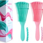 فرشاة فك تشابك الشعر فليكس من اي زد فرشاة لفك تشابك الشعر المجعد للشعر المبلل والشعر المموج والملتف 4c للشعر الاسود الطبيعي
