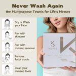⁦مناديل وجه قابلة للاستعمال مرة واحدة من كويس - مناديل مبللة قابلة للتحلل البيولوجي لجفاف البشرة الحساسة، مناشف وجه قطنية طويلة الألياف للعناية بالوجه وإزالة المكياج، مع غطاء مغناطيسي مقاوم للغبار⁩ - الصورة ⁦7⁩