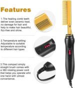 ⁦شنتيوي مشط ساخن لفرد الشعر - شنتيوي مشط كهربائي لفرد الشعر لشعر الأمريكيين الأفارقة والشعر المستعار، مشط ضغط محمول لفرد الشعر مضاد للحروق⁩ - الصورة ⁦2⁩