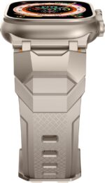 ⁦Mechanical Style Silicone Bands Compatible with Apple Watch Ultra 2/Ultra 49mm, Series 10 46mm/9/8/7(45mm)/SE2/SE/6/5/4(44mm) Sport Rugged Durable Strap with Metal Connector Replacement Band⁩ - الصورة ⁦4⁩