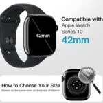 ⁦جراب من الزجاج المقوى مناسب لساعة ابل سلسلة 10 42 ملم/46 ملم، واقي شاشة صلب من البولي كربونات، غشاء زجاجي مقوى مدمج عالي الحساسية، عبوة من قطعتين (فضي، ساعة ابل سلسلة 10 42 ملم)⁩ - الصورة ⁦3⁩