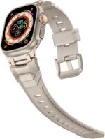 ⁦Mechanical Style Silicone Bands Compatible with Apple Watch Ultra 2/Ultra 49mm, Series 10 46mm/9/8/7(45mm)/SE2/SE/6/5/4(44mm) Sport Rugged Durable Strap with Metal Connector Replacement Band⁩ - الصورة ⁦5⁩