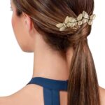 ⁦سيوسى 6 قطع من امشاط الشعر الجانبية الكلاسيكية للزينة للنساء، مشابك شعر معدنية مرصعة باحجار الراين واللؤلؤ الذهبي مع مقبض باسنان، دبابيس شعر كريستالية للعروس لاكسسوارات الزفاف⁩ - الصورة ⁦2⁩